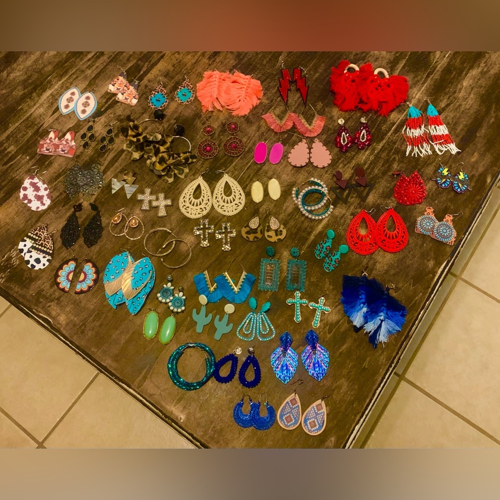 HUGE Colorful Assorted Statement Earrings Bundle-All colors 69 Pairs
